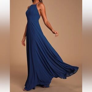NWT Lulus Mythical Kind of Love Navy Blue Maxi Dress